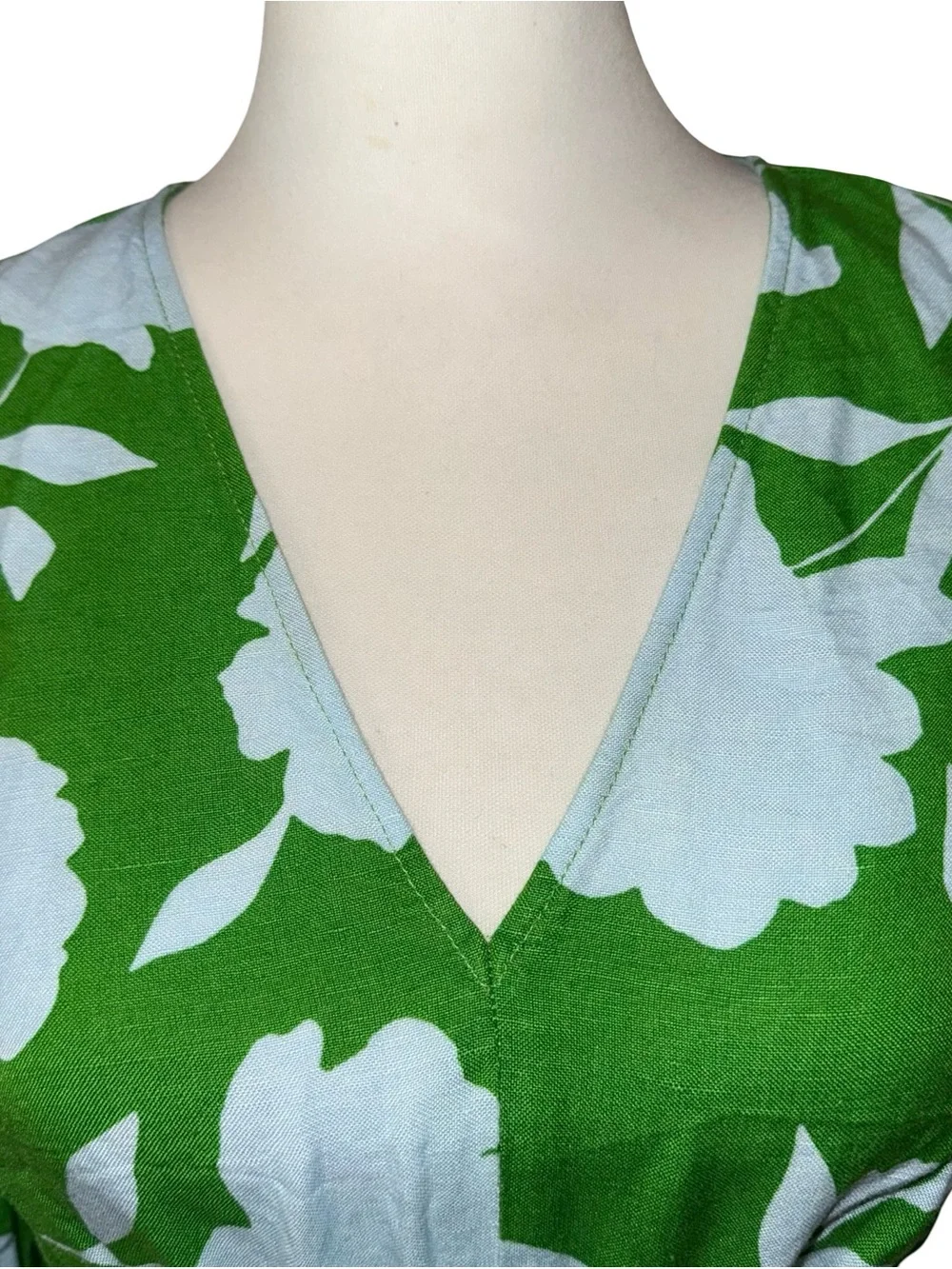 NWT Kate Spade x Target Classic Rose Linen Long Sleeve Maxi Dress Green Blue XS